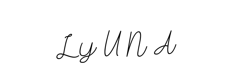 BallpointsItalic-DORy9 is a professional signature style that is perfect for those who want to add a touch of class to their signature. It is also a great choice for those who want to make their signature more unique. Get L Y U N A name to fancy signature for free. L Y U N A signature style 11 images and pictures png