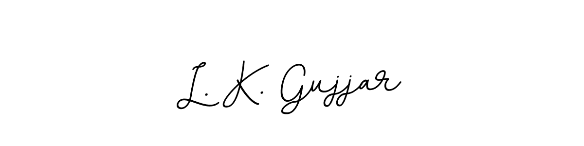 The best way (BallpointsItalic-DORy9) to make a short signature is to pick only two or three words in your name. The name L. K. Gujjar include a total of six letters. For converting this name. L. K. Gujjar signature style 11 images and pictures png