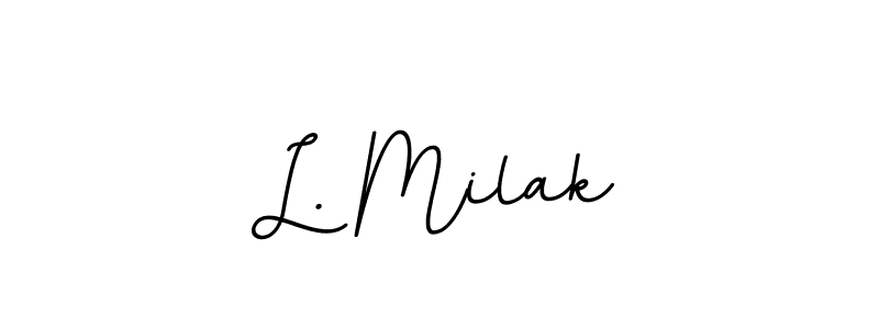This is the best signature style for the L. Milak name. Also you like these signature font (BallpointsItalic-DORy9). Mix name signature. L. Milak signature style 11 images and pictures png