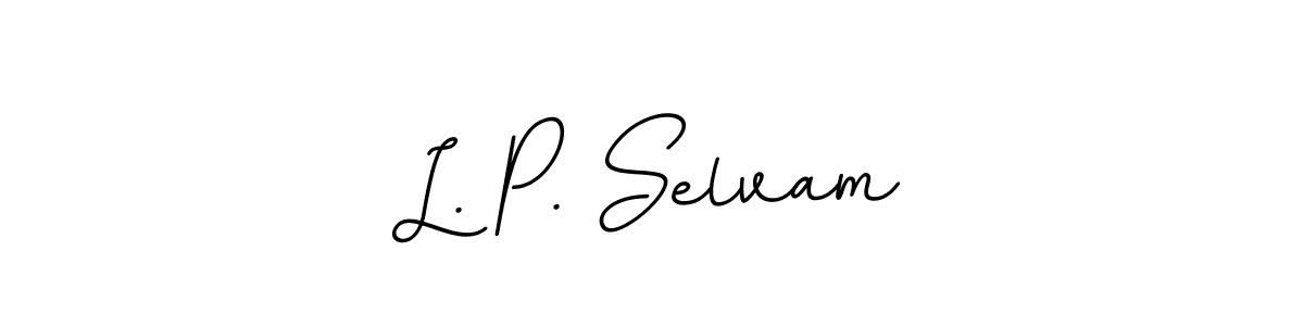 The best way (BallpointsItalic-DORy9) to make a short signature is to pick only two or three words in your name. The name L. P. Selvam include a total of six letters. For converting this name. L. P. Selvam signature style 11 images and pictures png