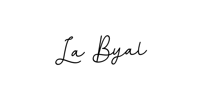 The best way (BallpointsItalic-DORy9) to make a short signature is to pick only two or three words in your name. The name La Byal include a total of six letters. For converting this name. La Byal signature style 11 images and pictures png