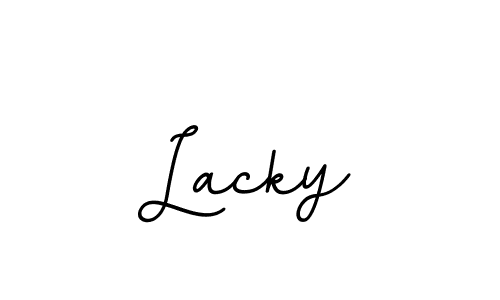 Use a signature maker to create a handwritten signature online. With this signature software, you can design (BallpointsItalic-DORy9) your own signature for name Lacky. Lacky signature style 11 images and pictures png