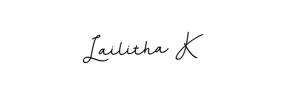 Use a signature maker to create a handwritten signature online. With this signature software, you can design (BallpointsItalic-DORy9) your own signature for name Lailitha K. Lailitha K signature style 11 images and pictures png