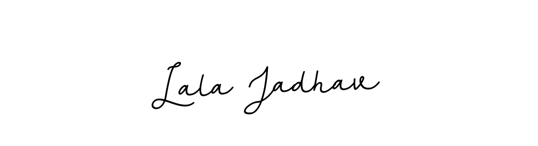 How to make Lala Jadhav name signature. Use BallpointsItalic-DORy9 style for creating short signs online. This is the latest handwritten sign. Lala Jadhav signature style 11 images and pictures png