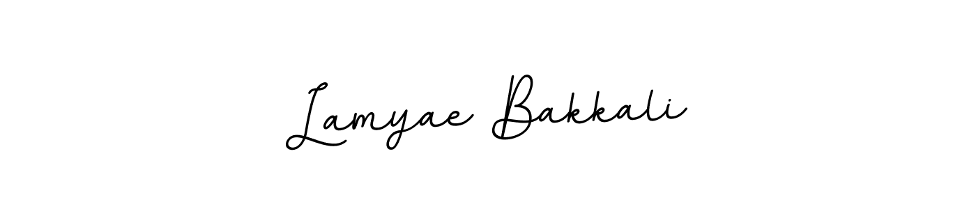The best way (BallpointsItalic-DORy9) to make a short signature is to pick only two or three words in your name. The name Lamyae Bakkali include a total of six letters. For converting this name. Lamyae Bakkali signature style 11 images and pictures png