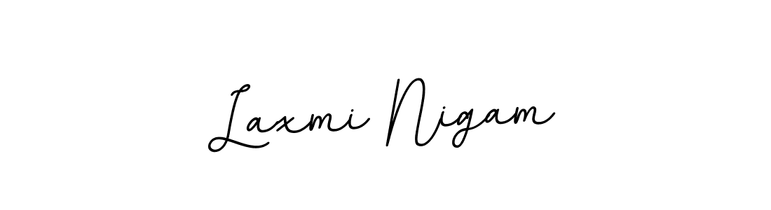 How to make Laxmi Nigam name signature. Use BallpointsItalic-DORy9 style for creating short signs online. This is the latest handwritten sign. Laxmi Nigam signature style 11 images and pictures png