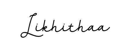 The BallpointsItalic-DORy9 font transforms the name Likhithaa into an executive sign with sharp precision and distinguished character. Likhithaa signature style 11 images and pictures png