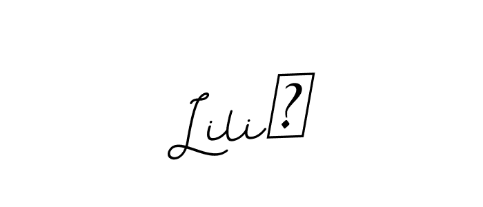 How to make Lili♡ name signature. Use BallpointsItalic-DORy9 style for creating short signs online. This is the latest handwritten sign. Lili♡ signature style 11 images and pictures png