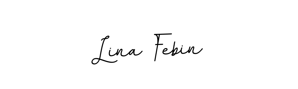 How to make Lina Febin name signature. Use BallpointsItalic-DORy9 style for creating short signs online. This is the latest handwritten sign. Lina Febin signature style 11 images and pictures png