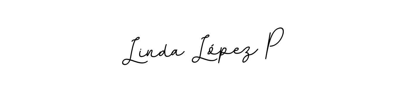 How to make Linda López P name signature. Use BallpointsItalic-DORy9 style for creating short signs online. This is the latest handwritten sign. Linda López P signature style 11 images and pictures png