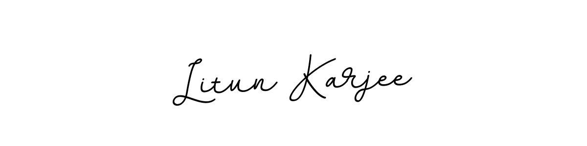 The best way (BallpointsItalic-DORy9) to make a short signature is to pick only two or three words in your name. The name Litun Karjee include a total of six letters. For converting this name. Litun Karjee signature style 11 images and pictures png
