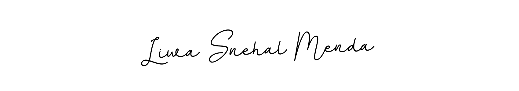 Design your own signature with our free online signature maker. With this signature software, you can create a handwritten (BallpointsItalic-DORy9) signature for name Liwa Snehal Menda. Liwa Snehal Menda signature style 11 images and pictures png