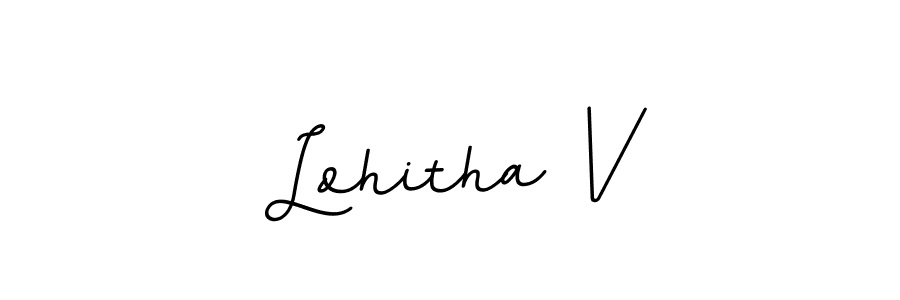 The best way (BallpointsItalic-DORy9) to make a short signature is to pick only two or three words in your name. The name Lohitha V include a total of six letters. For converting this name. Lohitha V signature style 11 images and pictures png