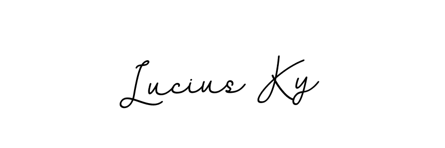 You should practise on your own different ways (BallpointsItalic-DORy9) to write your name (Lucius Ky) in signature. don't let someone else do it for you. Lucius Ky signature style 11 images and pictures png