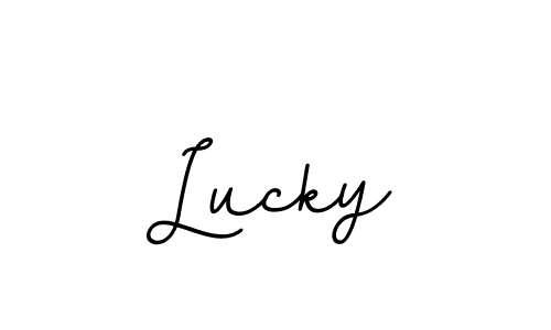 Create a beautiful signature design for name Lucky. With this signature (BallpointsItalic-DORy9) fonts, you can make a handwritten signature for free. Lucky signature style 11 images and pictures png