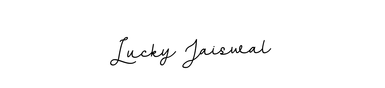 How to make Lucky Jaiswal name signature. Use BallpointsItalic-DORy9 style for creating short signs online. This is the latest handwritten sign. Lucky Jaiswal signature style 11 images and pictures png