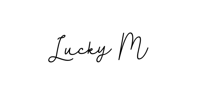 Make a beautiful signature design for name Lucky M. With this signature (BallpointsItalic-DORy9) style, you can create a handwritten signature for free. Lucky M signature style 11 images and pictures png