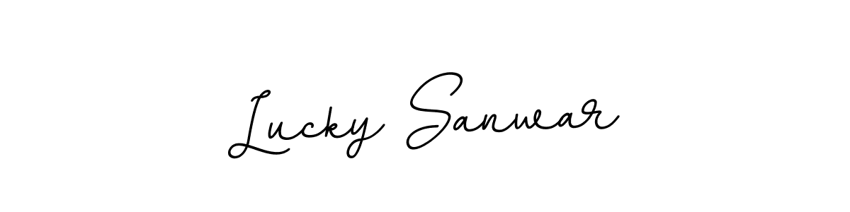 You should practise on your own different ways (BallpointsItalic-DORy9) to write your name (Lucky Sanwar) in signature. don't let someone else do it for you. Lucky Sanwar signature style 11 images and pictures png