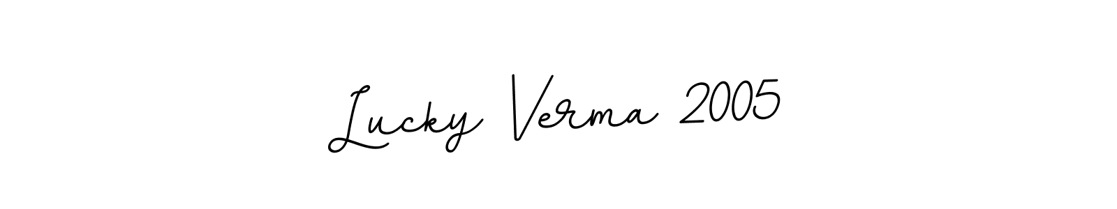 How to make Lucky Verma 2005 name signature. Use BallpointsItalic-DORy9 style for creating short signs online. This is the latest handwritten sign. Lucky Verma 2005 signature style 11 images and pictures png