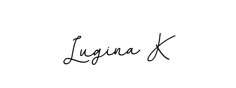 You should practise on your own different ways (BallpointsItalic-DORy9) to write your name (Lugina K) in signature. don't let someone else do it for you. Lugina K signature style 11 images and pictures png