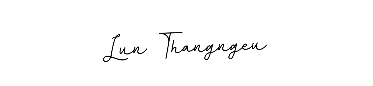 Similarly BallpointsItalic-DORy9 is the best handwritten signature design. Signature creator online .You can use it as an online autograph creator for name Lun Thangngeu. Lun Thangngeu signature style 11 images and pictures png