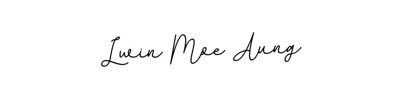 Create a beautiful signature design for name Lwin Moe Aung. With this signature (BallpointsItalic-DORy9) fonts, you can make a handwritten signature for free. Lwin Moe Aung signature style 11 images and pictures png