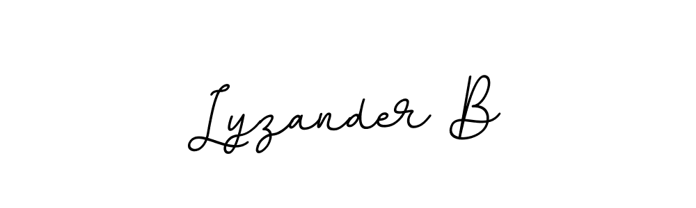 The best way (BallpointsItalic-DORy9) to make a short signature is to pick only two or three words in your name. The name Lyzander B include a total of six letters. For converting this name. Lyzander B signature style 11 images and pictures png