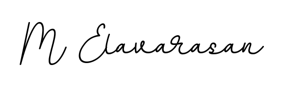 Get an exclusive digital autograph for M Elavarasan. The BallpointsItalic-DORy9 typeface captures the charm of real penmanship on paper. M Elavarasan signature style 11 images and pictures png