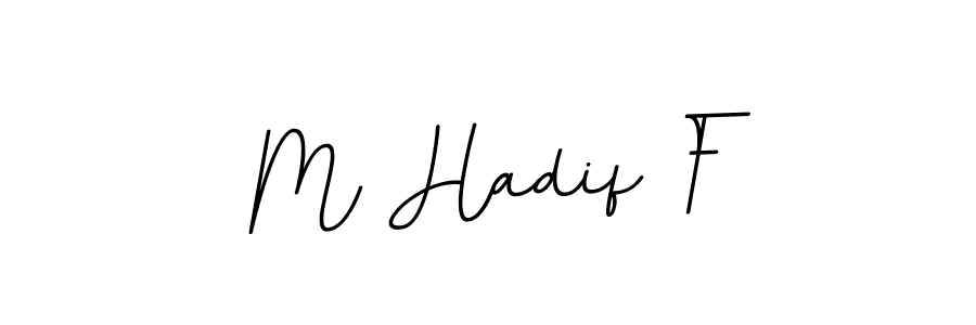 Design your own signature with our free online signature maker. With this signature software, you can create a handwritten (BallpointsItalic-DORy9) signature for name M Hadif F. M Hadif F signature style 11 images and pictures png