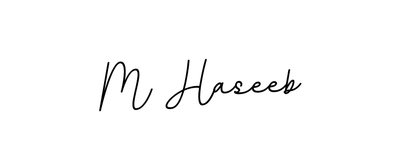 The best way (BallpointsItalic-DORy9) to make a short signature is to pick only two or three words in your name. The name M Haseeb include a total of six letters. For converting this name. M Haseeb signature style 11 images and pictures png