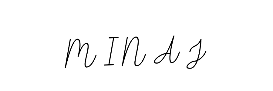 Make a beautiful signature design for name M I N A J. With this signature (BallpointsItalic-DORy9) style, you can create a handwritten signature for free. M I N A J signature style 11 images and pictures png
