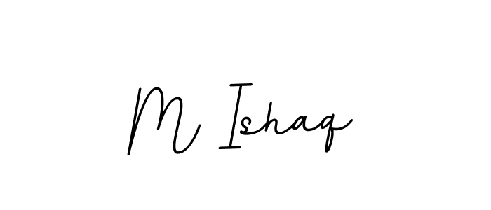 How to make M Ishaq name signature. Use BallpointsItalic-DORy9 style for creating short signs online. This is the latest handwritten sign. M Ishaq signature style 11 images and pictures png