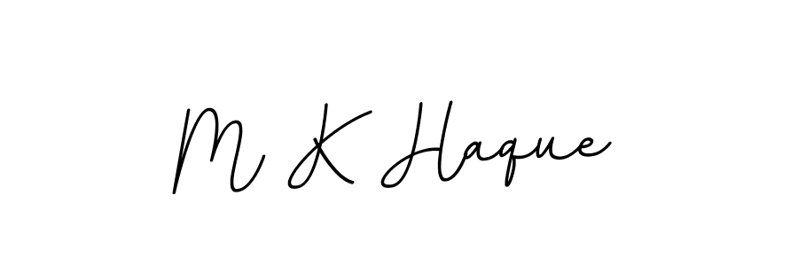 The best way (BallpointsItalic-DORy9) to make a short signature is to pick only two or three words in your name. The name M K Haque include a total of six letters. For converting this name. M K Haque signature style 11 images and pictures png