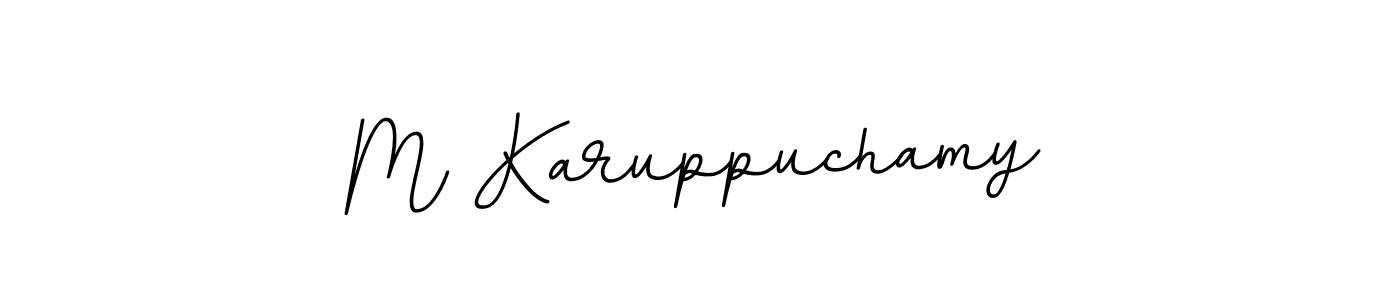 Design your own signature with our free online signature maker. With this signature software, you can create a handwritten (BallpointsItalic-DORy9) signature for name M Karuppuchamy. M Karuppuchamy signature style 11 images and pictures png