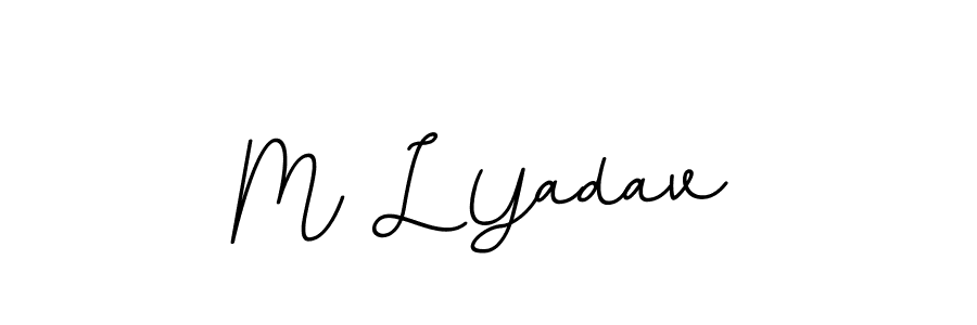 Create a beautiful signature design for name M L Yadav. With this signature (BallpointsItalic-DORy9) fonts, you can make a handwritten signature for free. M L Yadav signature style 11 images and pictures png