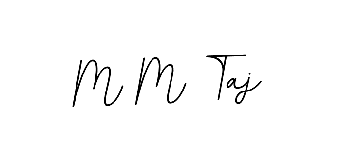 How to make M M Taj name signature. Use BallpointsItalic-DORy9 style for creating short signs online. This is the latest handwritten sign. M M Taj signature style 11 images and pictures png