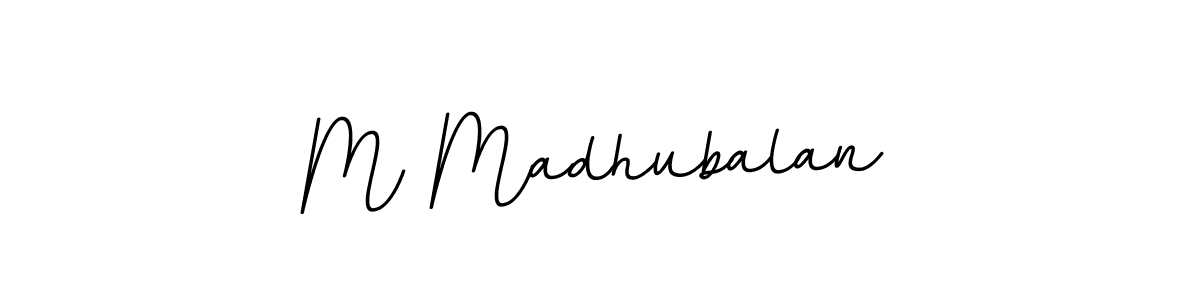 This is the best signature style for the M Madhubalan name. Also you like these signature font (BallpointsItalic-DORy9). Mix name signature. M Madhubalan signature style 11 images and pictures png