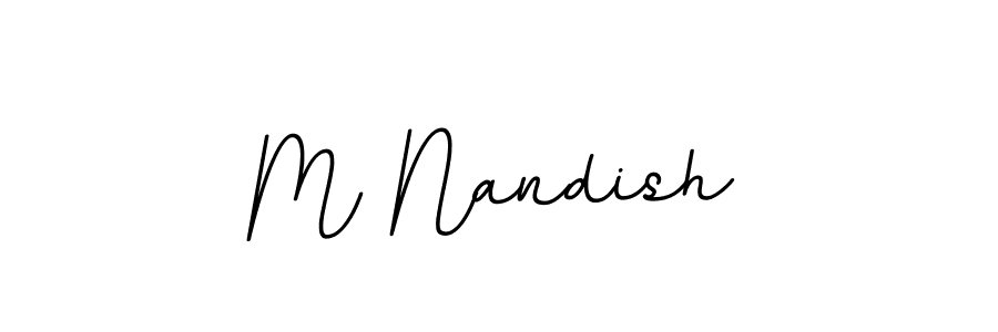 The best way (BallpointsItalic-DORy9) to make a short signature is to pick only two or three words in your name. The name M Nandish include a total of six letters. For converting this name. M Nandish signature style 11 images and pictures png