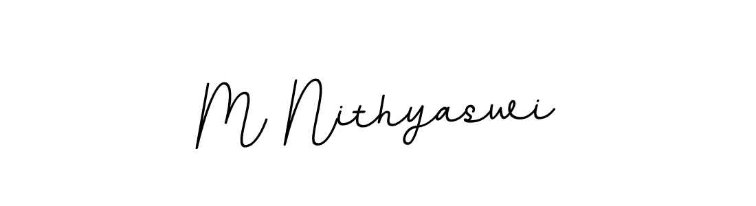 The best way (BallpointsItalic-DORy9) to make a short signature is to pick only two or three words in your name. The name M Nithyaswi include a total of six letters. For converting this name. M Nithyaswi signature style 11 images and pictures png