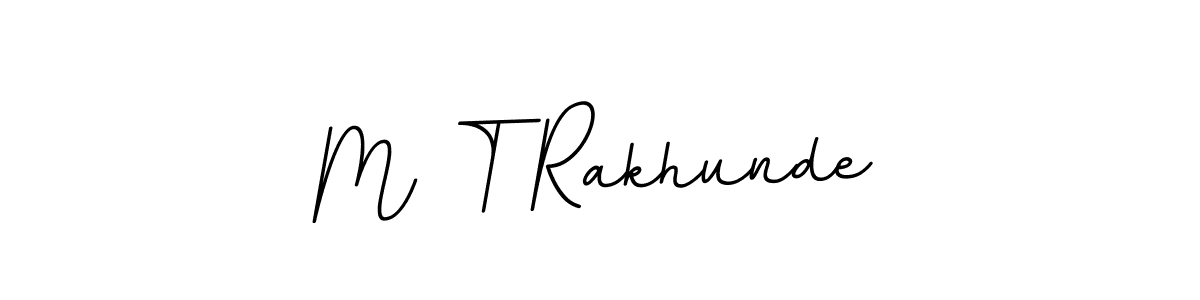 How to make M T Rakhunde name signature. Use BallpointsItalic-DORy9 style for creating short signs online. This is the latest handwritten sign. M T Rakhunde signature style 11 images and pictures png