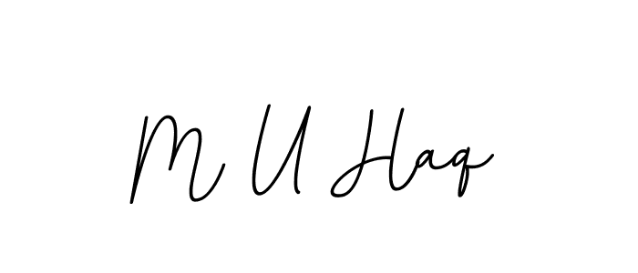 How to make M U Haq name signature. Use BallpointsItalic-DORy9 style for creating short signs online. This is the latest handwritten sign. M U Haq signature style 11 images and pictures png