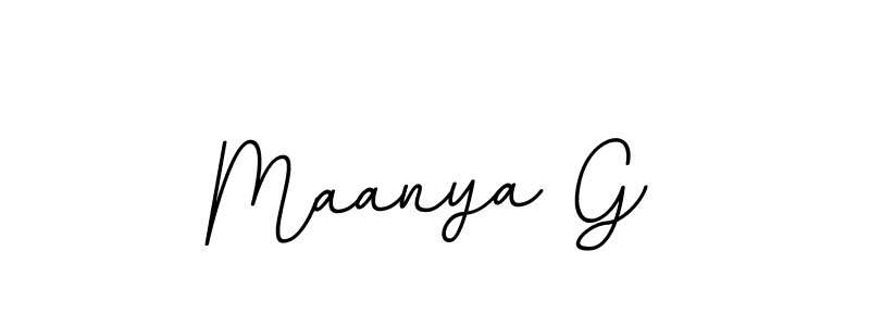 How to make Maanya G name signature. Use BallpointsItalic-DORy9 style for creating short signs online. This is the latest handwritten sign. Maanya G signature style 11 images and pictures png