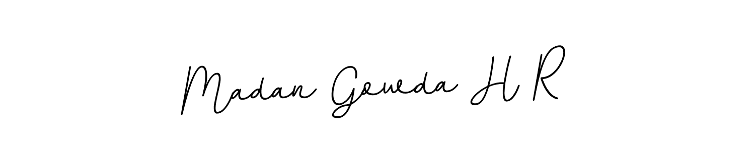 This is the best signature style for the Madan Gowda H R name. Also you like these signature font (BallpointsItalic-DORy9). Mix name signature. Madan Gowda H R signature style 11 images and pictures png