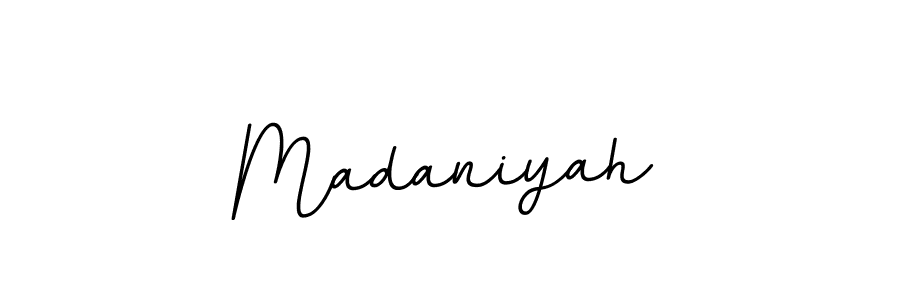 Design your own signature with our free online signature maker. With this signature software, you can create a handwritten (BallpointsItalic-DORy9) signature for name Madaniyah. Madaniyah signature style 11 images and pictures png