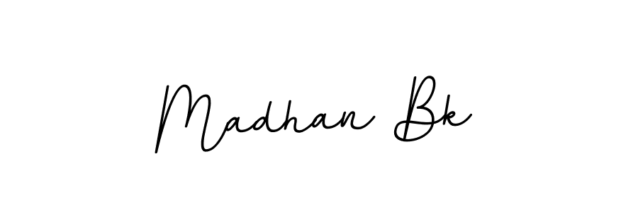 Use a signature maker to create a handwritten signature online. With this signature software, you can design (BallpointsItalic-DORy9) your own signature for name Madhan Bk. Madhan Bk signature style 11 images and pictures png