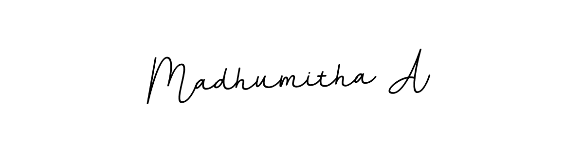 Design your own signature with our free online signature maker. With this signature software, you can create a handwritten (BallpointsItalic-DORy9) signature for name Madhumitha A. Madhumitha A signature style 11 images and pictures png