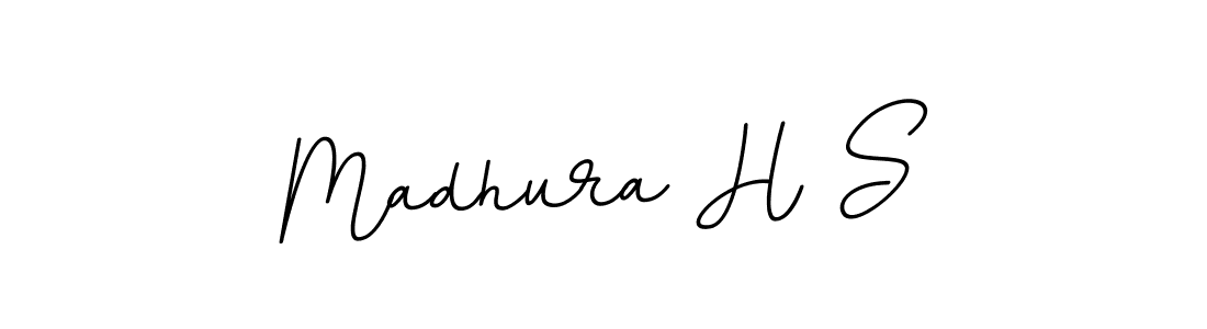 Design your own signature with our free online signature maker. With this signature software, you can create a handwritten (BallpointsItalic-DORy9) signature for name Madhura H S. Madhura H S signature style 11 images and pictures png