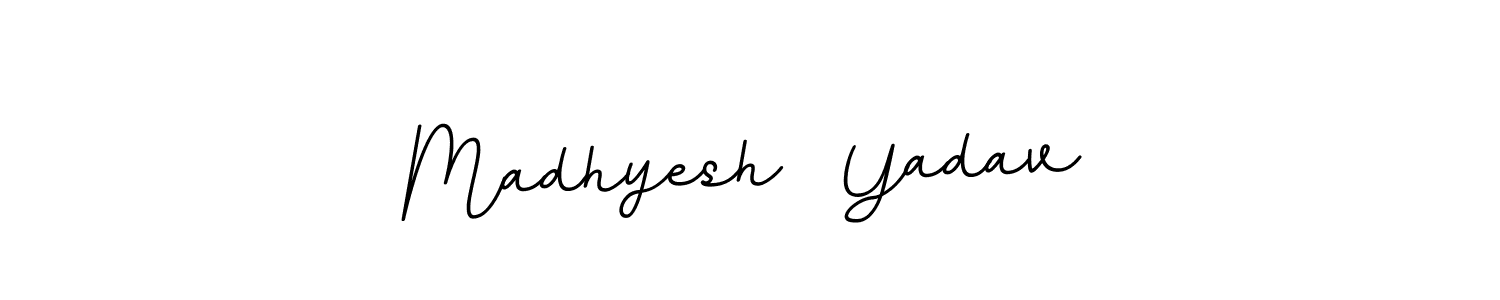 You should practise on your own different ways (BallpointsItalic-DORy9) to write your name (Madhyesh  Yadav) in signature. don't let someone else do it for you. Madhyesh  Yadav signature style 11 images and pictures png