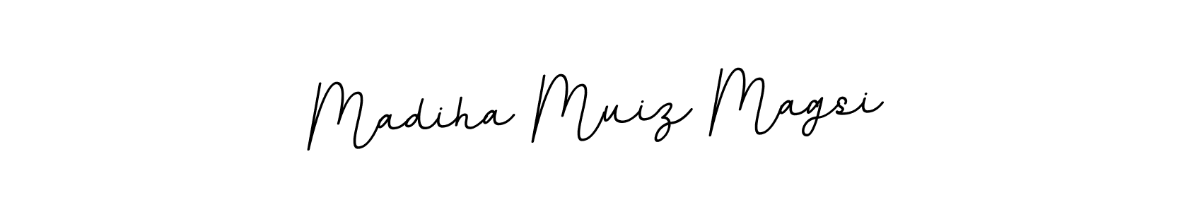 You should practise on your own different ways (BallpointsItalic-DORy9) to write your name (Madiha Muiz Magsi) in signature. don't let someone else do it for you. Madiha Muiz Magsi signature style 11 images and pictures png