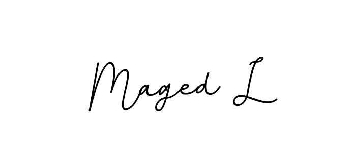 This is the best signature style for the Maged L name. Also you like these signature font (BallpointsItalic-DORy9). Mix name signature. Maged L signature style 11 images and pictures png